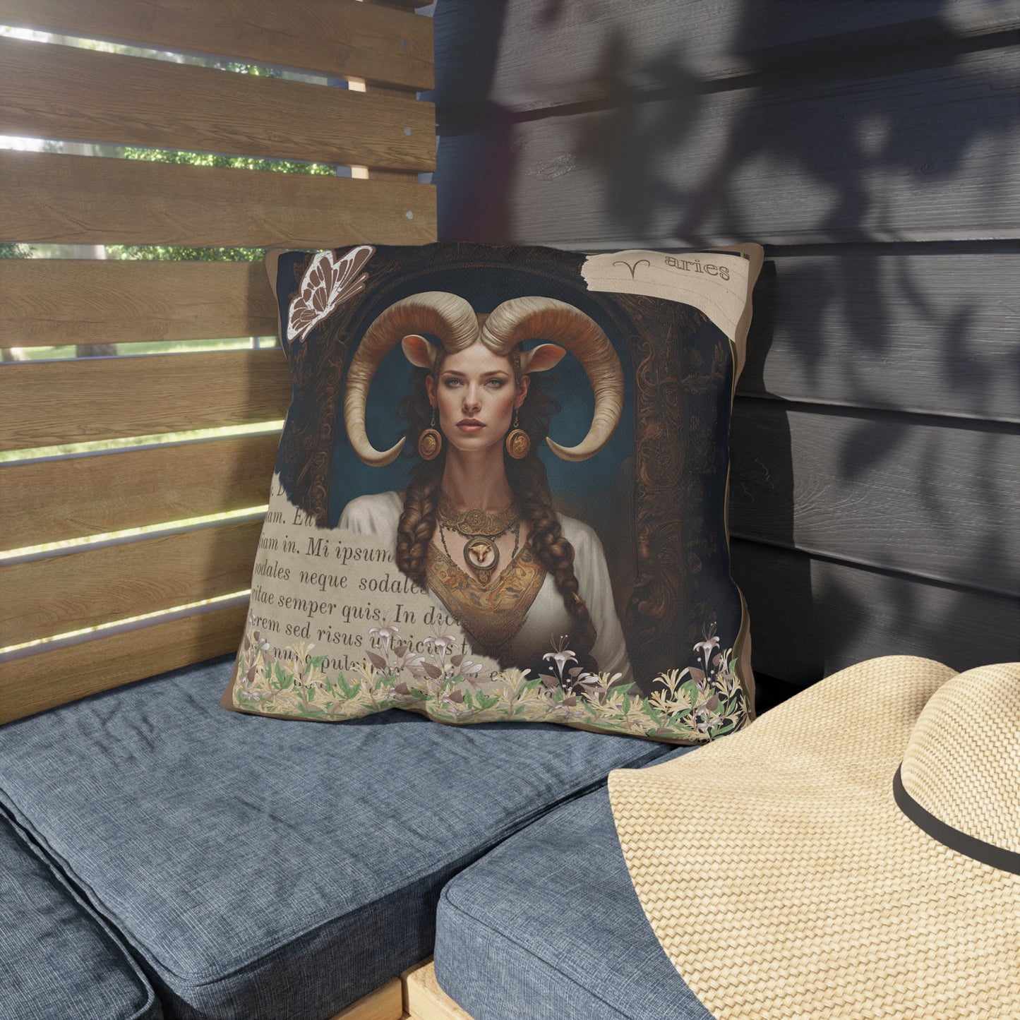 Outdoor Pillow - Aries Zodiac Sign