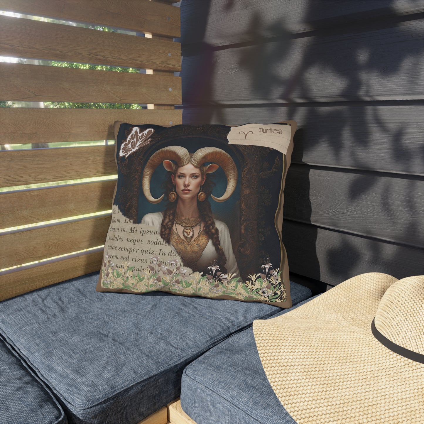 Outdoor Pillow - Aries Zodiac Sign