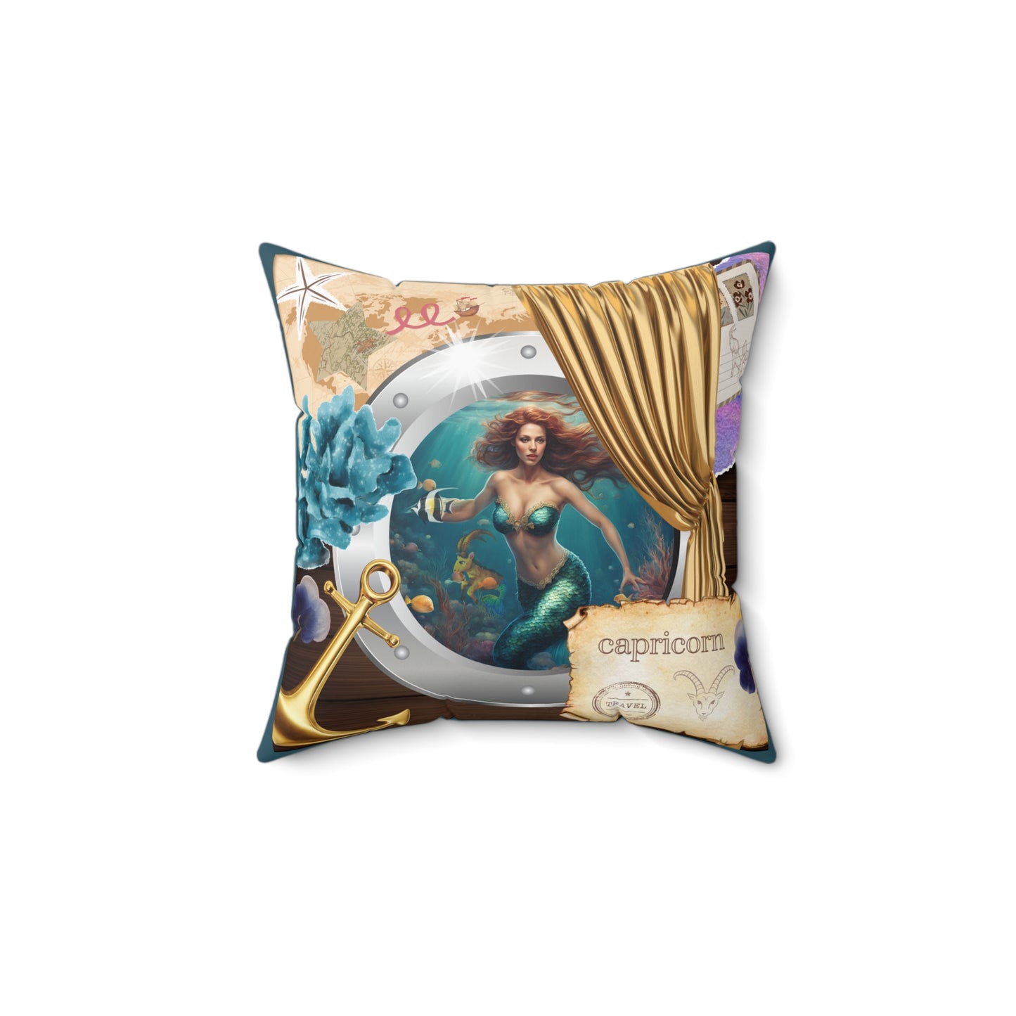 Zodiac Capricorn Faux Suede Square Pillow