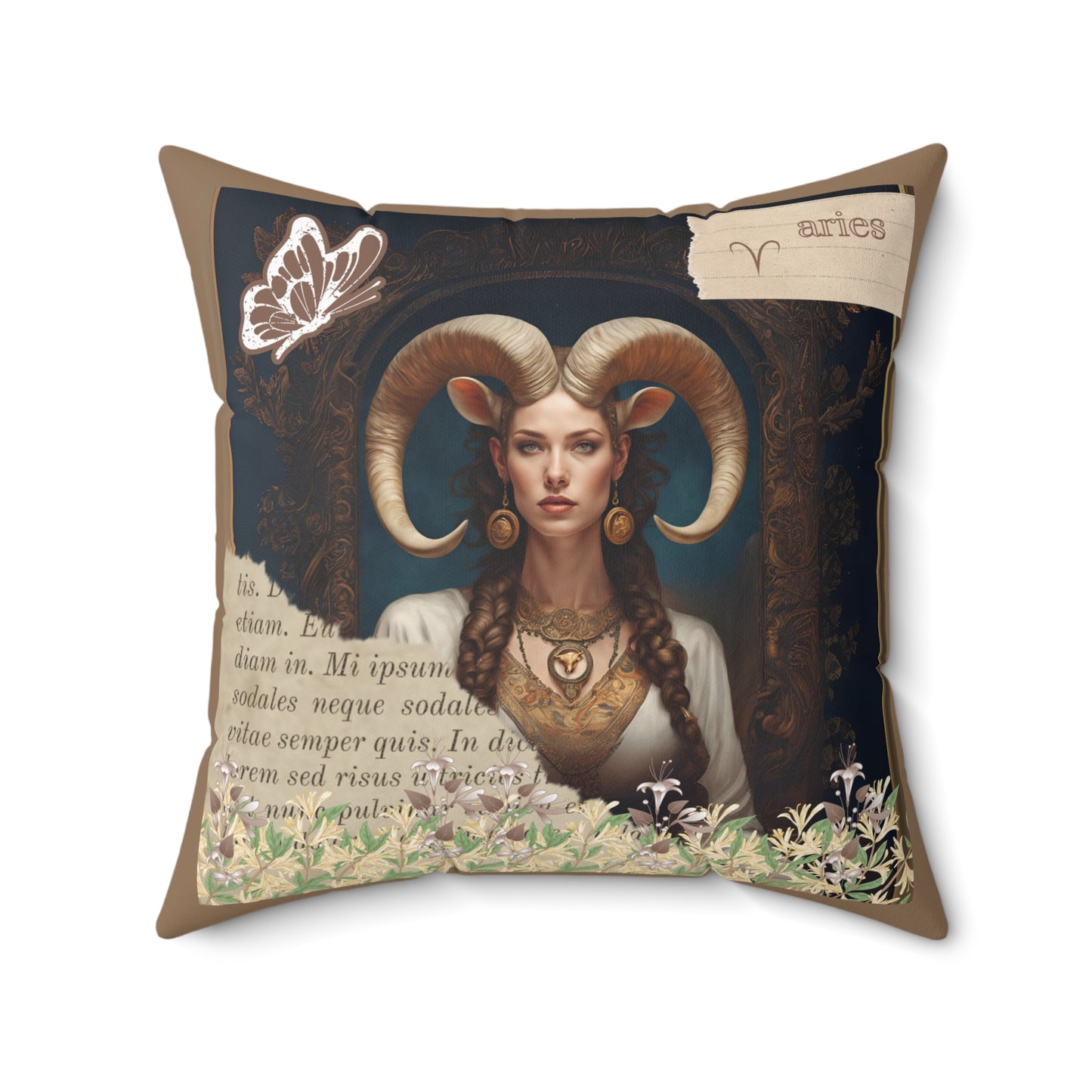 Zodiac Aries Faux Suede Square Pillow