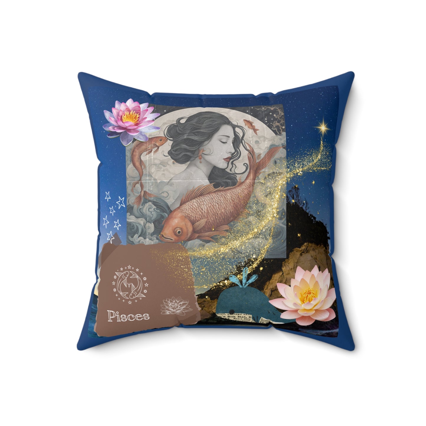 Zodiac Pisces Faux Suede Square Pillow