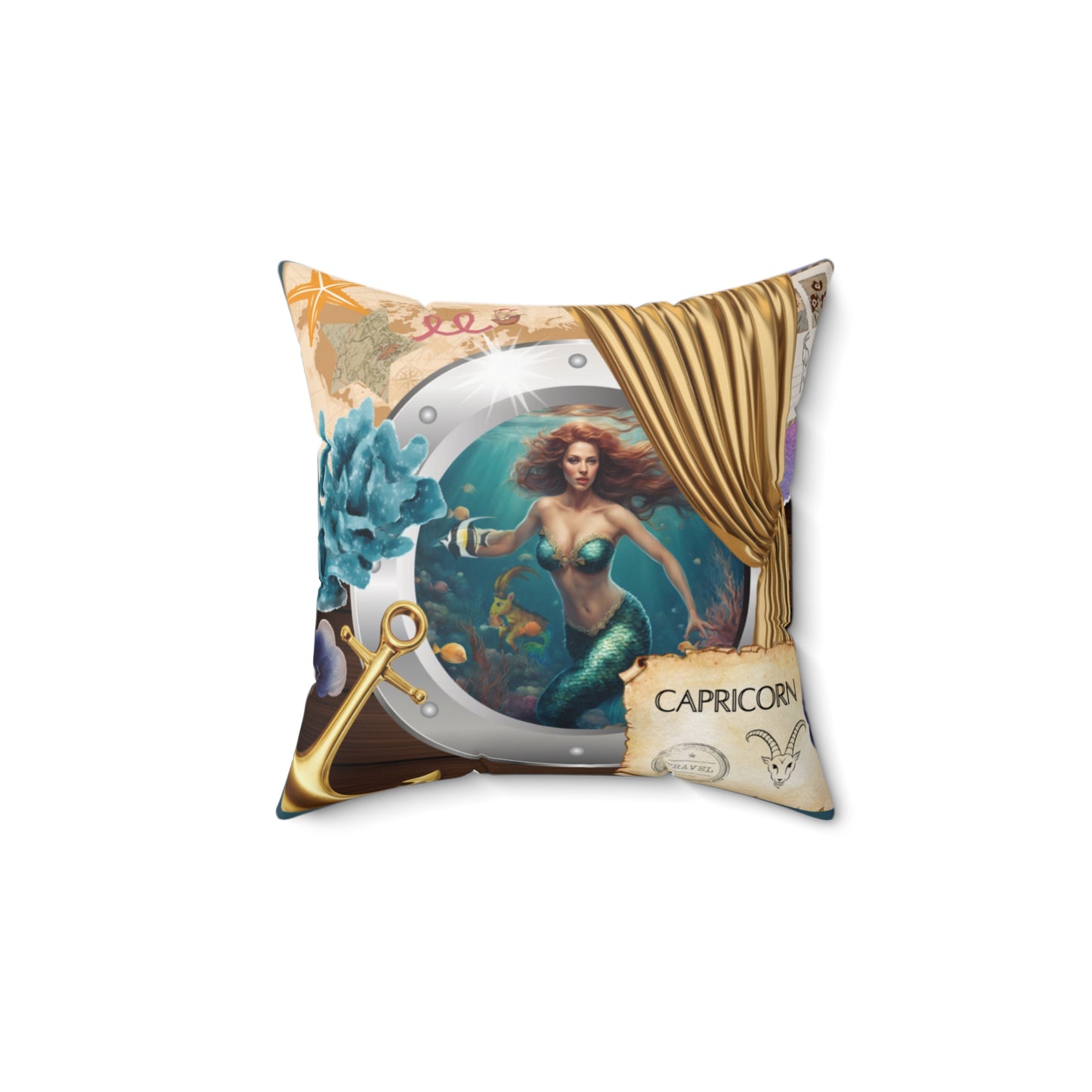 Faux Suede Square Pillow - Zodiac Capricorn Comfy Pillow Front and Back Image