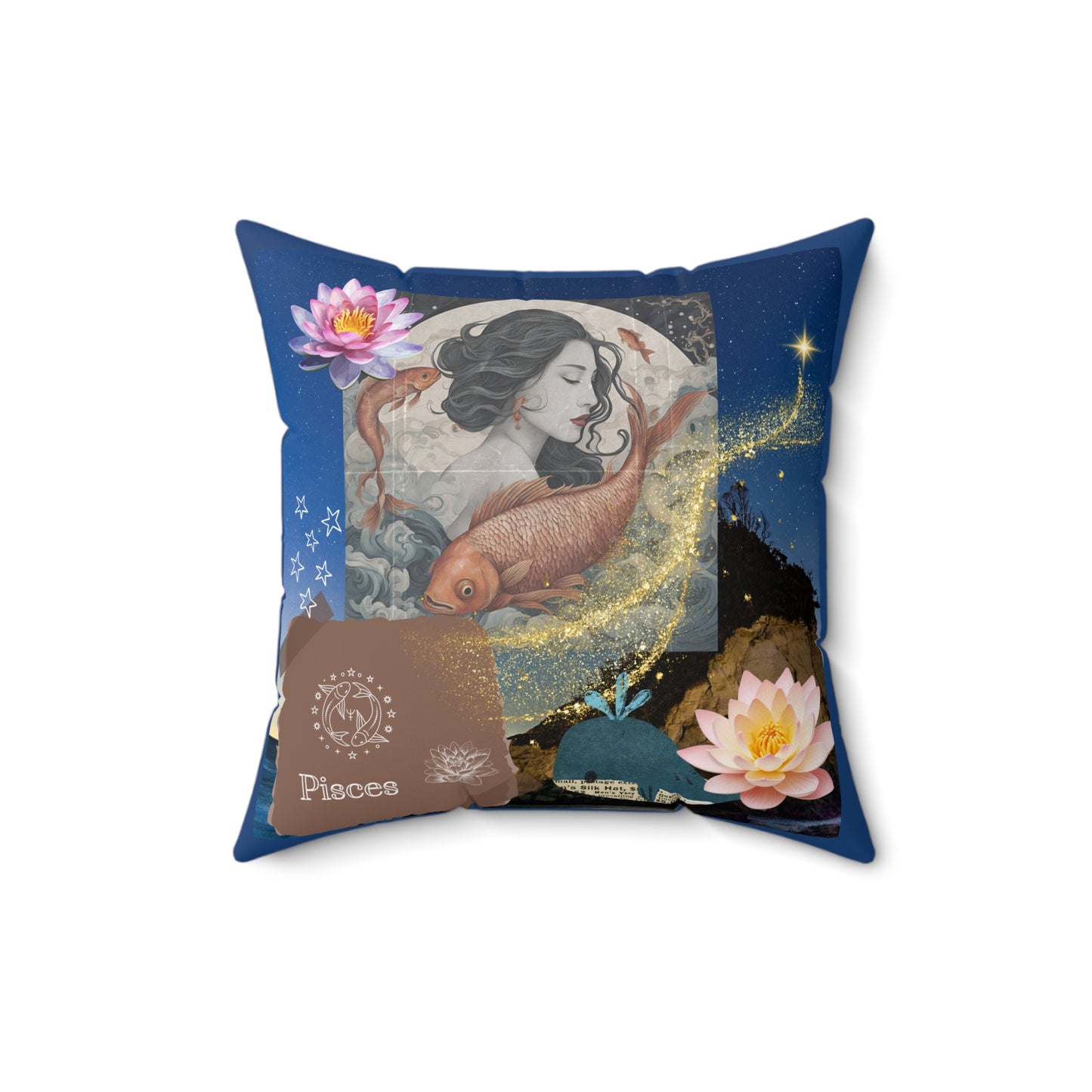 Zodiac Pisces Faux Suede Square Pillow