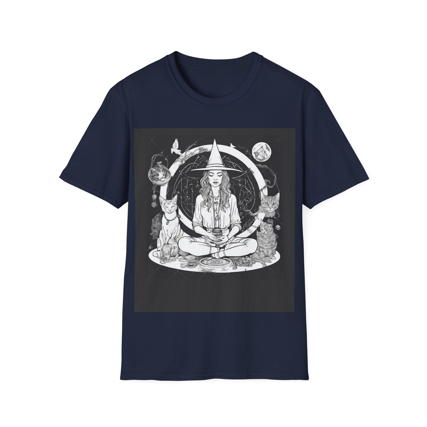 Black Mediating For a Moment Unisex Softstyle Yoga T-Shirt