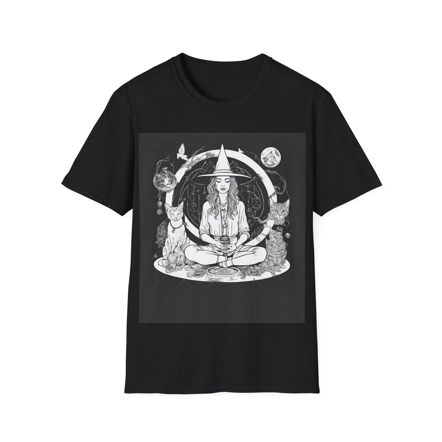 Black Mediating For a Moment Unisex Softstyle Yoga T-Shirt