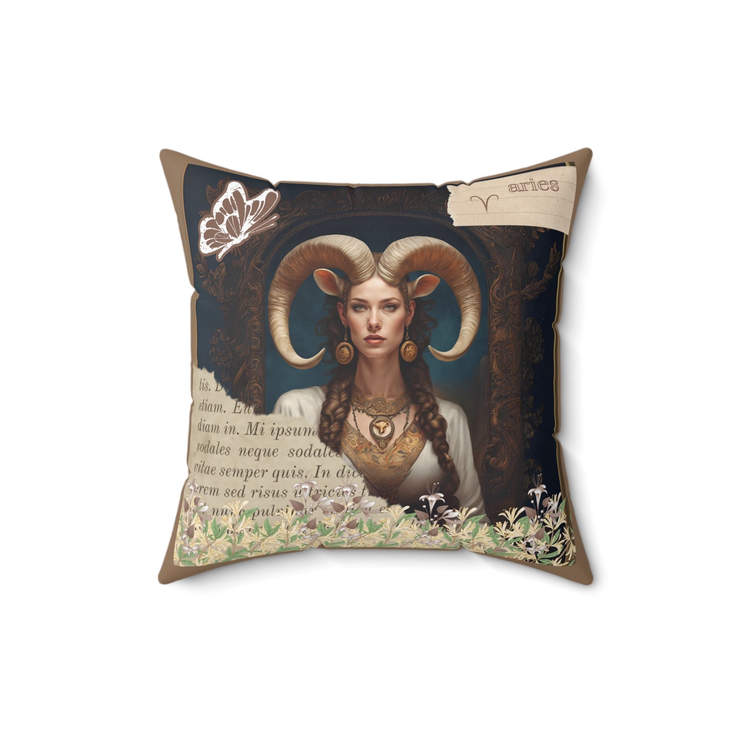 Zodiac Aries Faux Suede Square Pillow