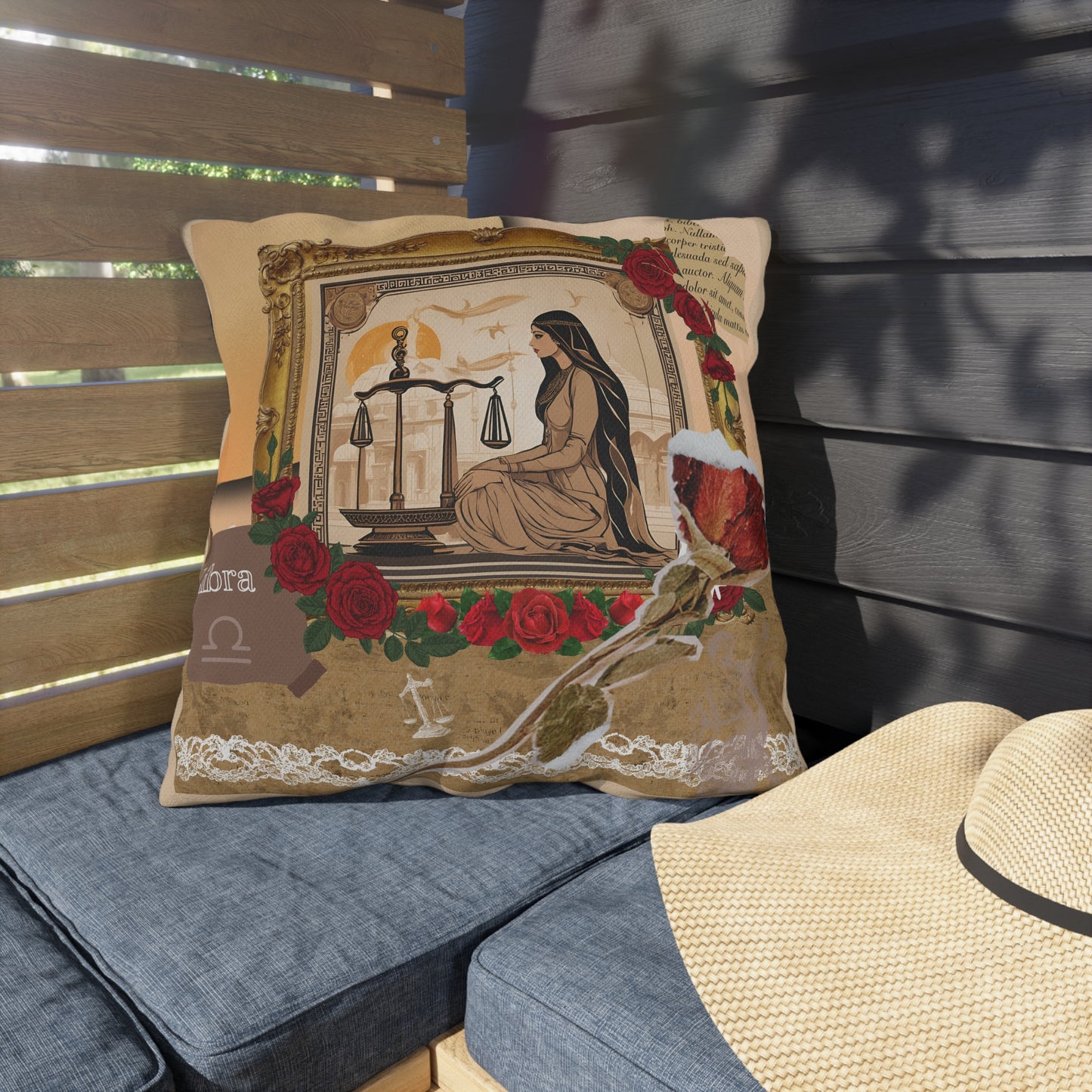 Outdoor Pillow - Libra Zodiac Sign