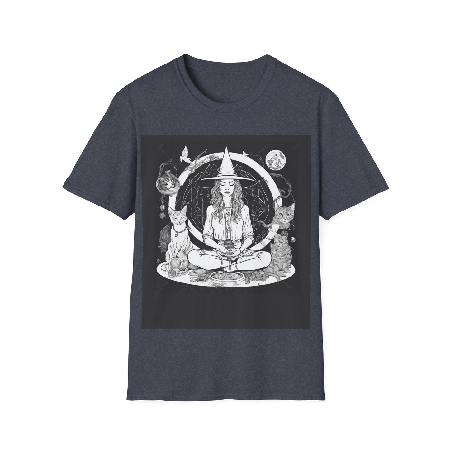 Celebrate your inner witch while mediating with the mediate for a momen5 shirt - great for yoga, casual, workout, or manifesting front model view.