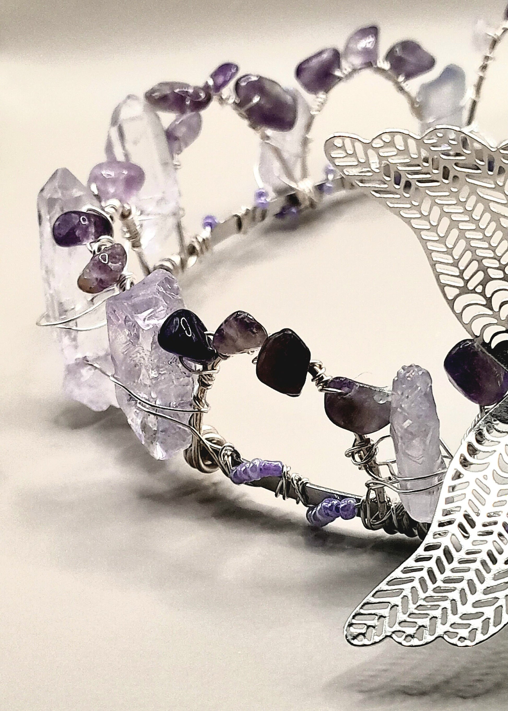 Violet - Amethyst and Lilac Beaded Silver Headband