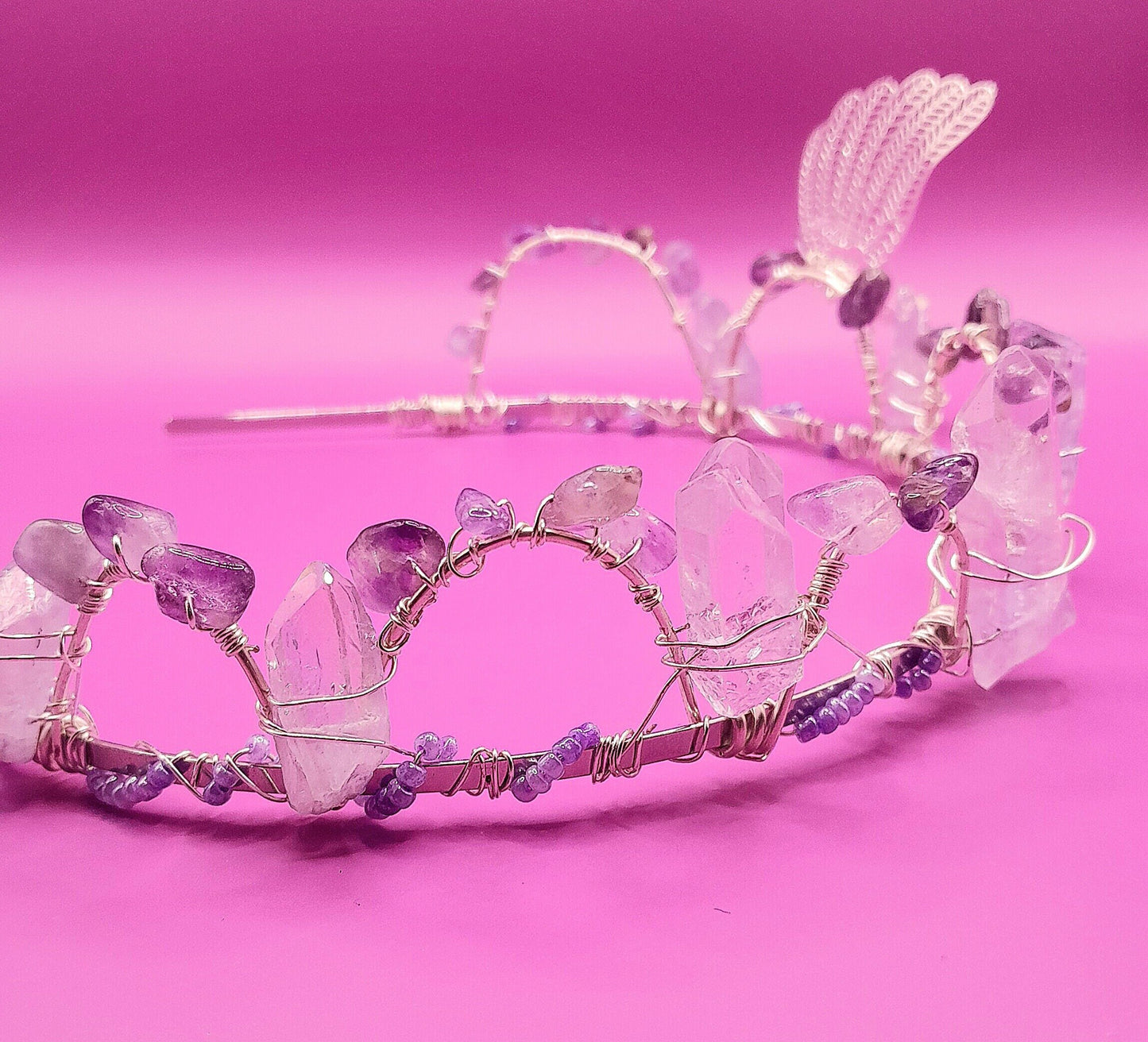 Violet - Amethyst and Lilac Beaded Silver Headband